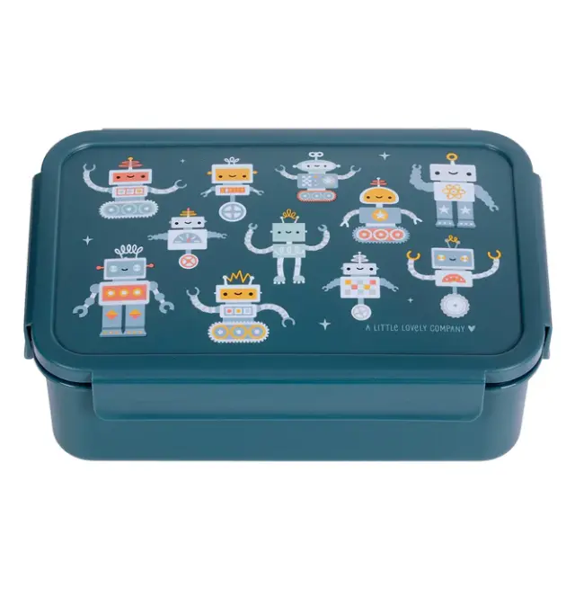 A Little Lovely Company Δοχείο Φαγητού με Χωρίσματα Bento Lunch Box Robots BBROBU82