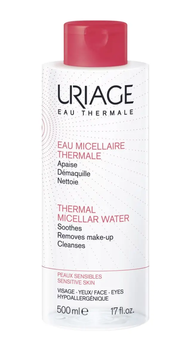 Uriage Eau Thermal Micellar Water with Apricot Extract for Sensitive Skin Ιαματικό Νερό Καθαρισμού Προσώπου για Ευαίσθητο Δέρμα, 500ml 2