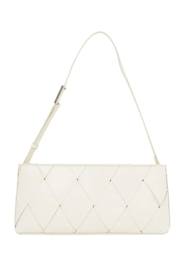 Calvin Klein Γυναικεία Τσάντα Woven Elongated Shoulder Bag Λευκή