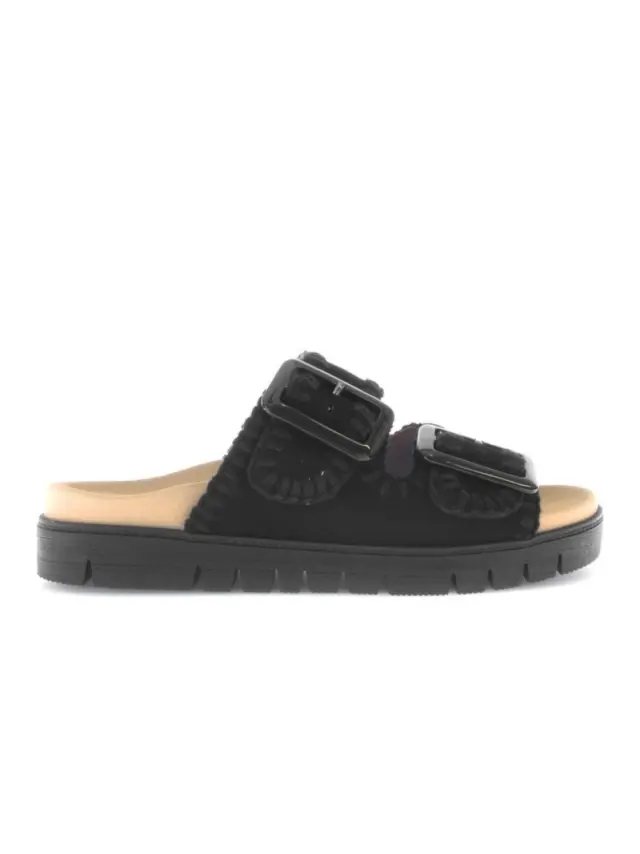 Gabor Παντόφλες Γυναικείο δέρμα Nubuck Μαύρο GAB/63741N 17-SCHWARZ 3