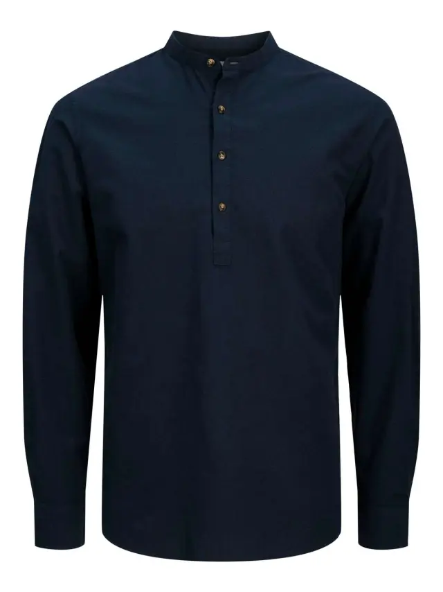 JJESUMMER HALF PLACKET SHIRT LS SN Navy Blazer