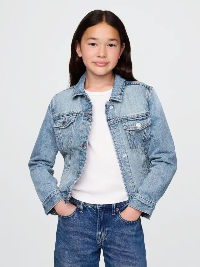 Μπλε Παιδικό Denim Icon Πανωφόρι με Washwell Medium wash - XS