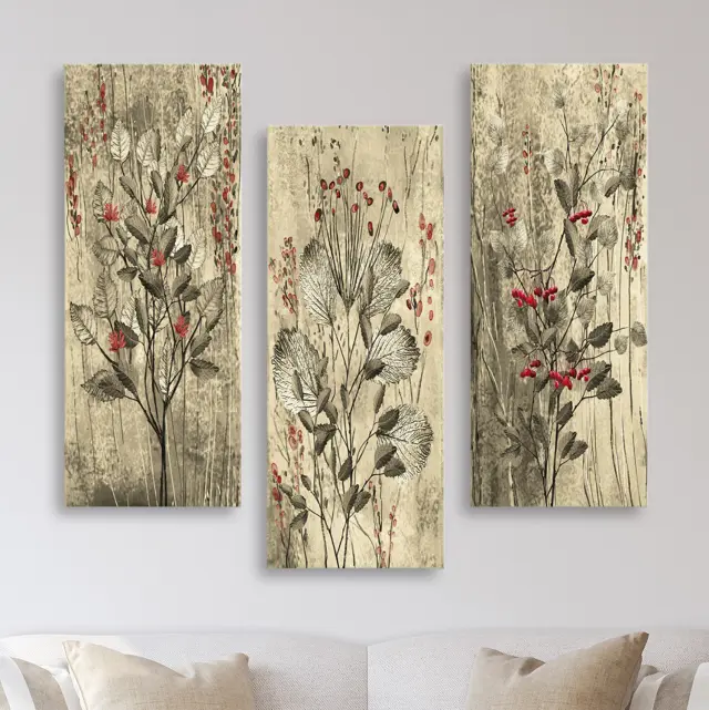 ΠΙΝΑΚΑΣ ΤΡΙΠΤΥΧΟ MDF RED FLOWERS AND BERRIES FB97204.01 60x50x0,3 εκ. 3