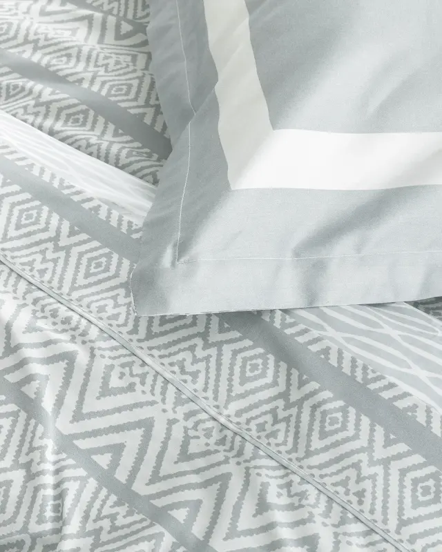 Ζεύγος Μαξιλαροθήκες 52x72+5 Oxford Nima Semira Gray-White 100% Βαμβακοσατέν