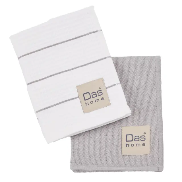 Πετσέτες Κουζίνας Σετ 2Τεμ 30x50 Das Home 0829 Grey-White 100% βαμβακερό
