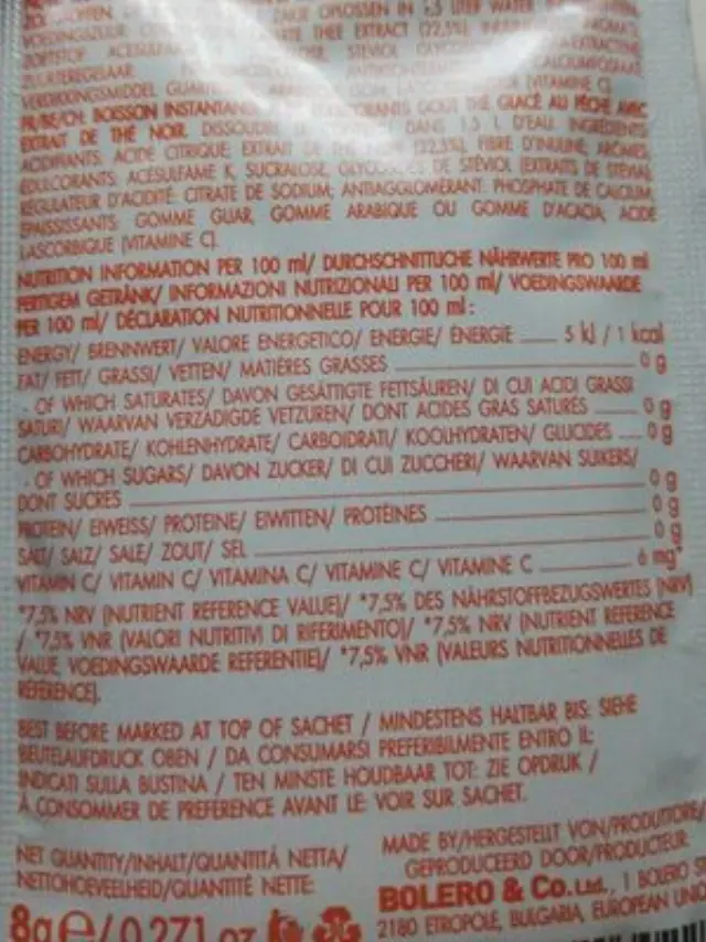 BOLERO Ice Tea Ροδάκινο - Χυμός Σε Σκόνη για 1,5LT (Κουτί των 12) 9gr 3
