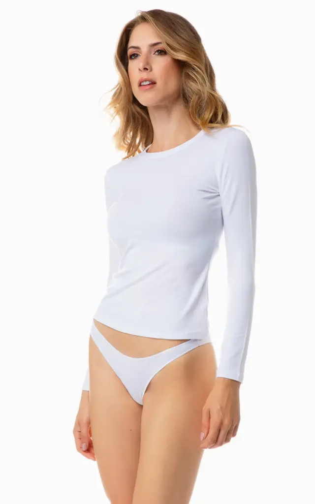 Fimelle TENCEL™ Modal Μακρυμάνικη Μπλούζα με στρογγυλή λαιμόκοψη Minerva - Μαύρο