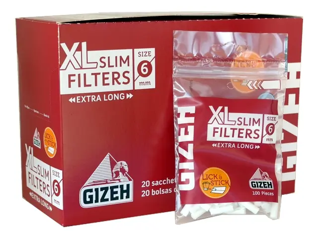 Gizeh XL Φιλτράκια Μακρύ Slim σε Σακουλάκι 6mm - 20τεμ.