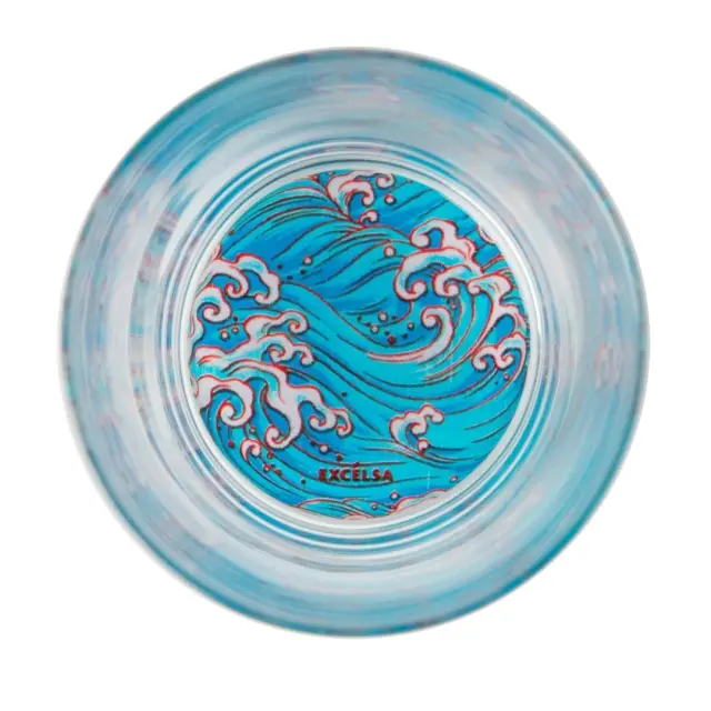 Excelsa Ποτήρι γυάλινο (340ml) με χρωματιστή βάση: Kimono Waves 2