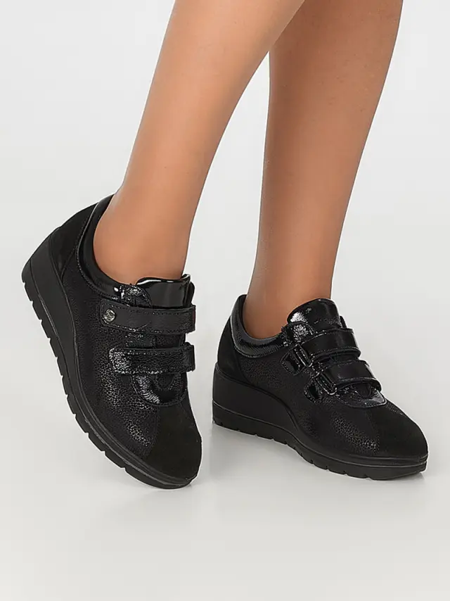 Imac Sneakers Γυναικείο ύφασμα/δέρμα Nubuck Μαύρο IMA/655750 SINT.P/NERO 2