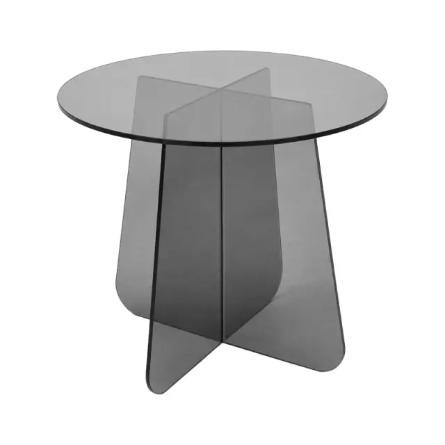 Τραπέζι βοηθητικό Cleary pakoworld tempered 8mm γυαλί ανθρακί Φ50x45εκ 2