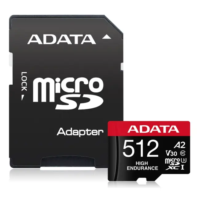 Adata High Endurance 512 GB MicroSDXC UHS-I Class 10 (AUSDX512GUI3V30SHA2-RA1) (ADAAUSDX512GUI3V30SHA2-RA1)