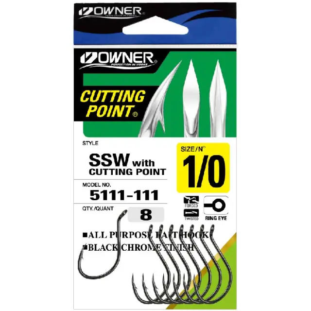 Αγκιστριά Owner 5111 – CUTTING POINT & Black Chrome φινίρισμα #8/0