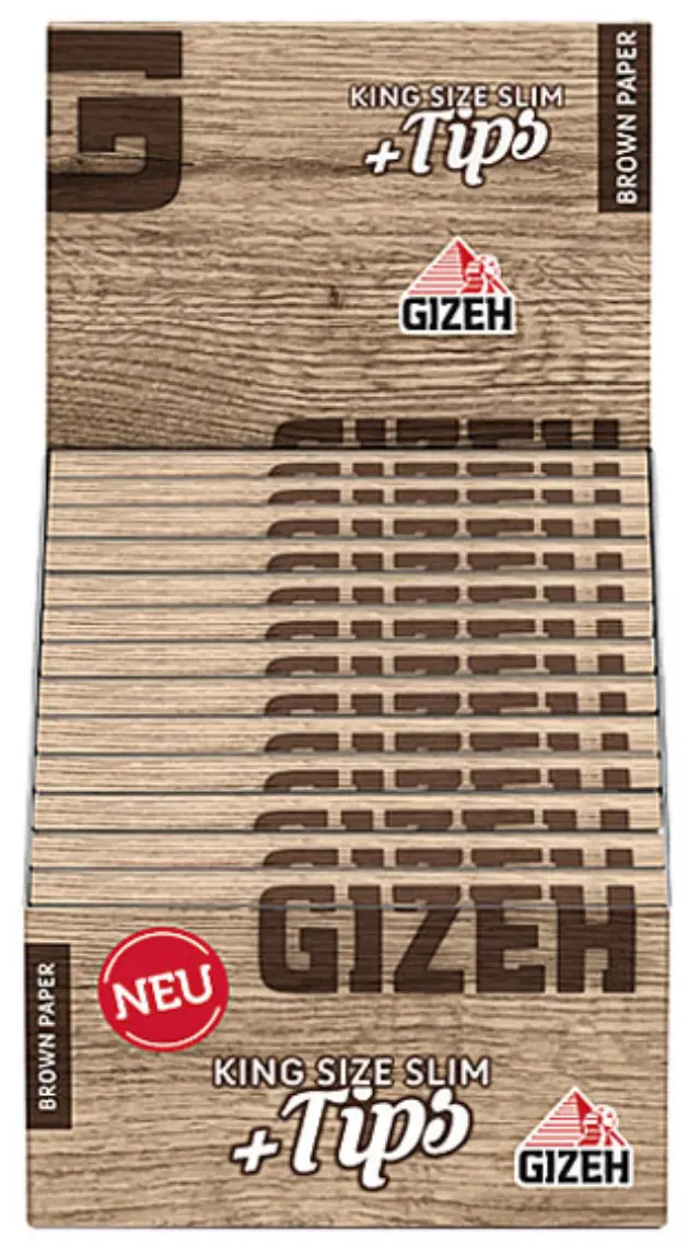 GIZEH Χαρτάκια Brown - Ακατέργαστο - King Size με Τζιβάνες 34φ. 3