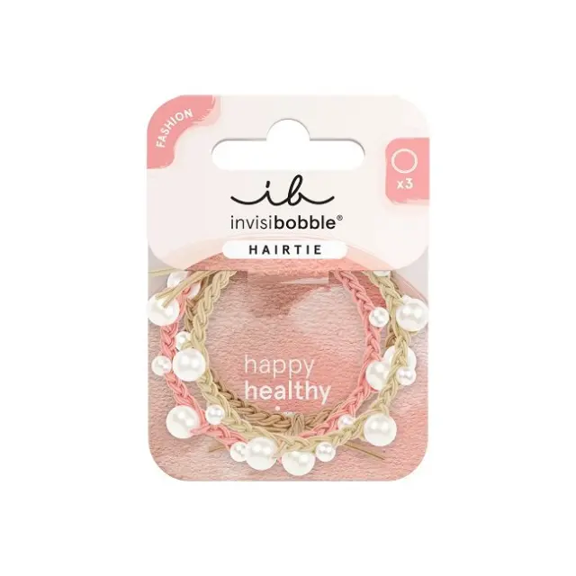 Invisibobble Hairtie Princess Pearl Hair Tie Ελαστικό Λαστιχάκι Με Διακοσμητικό 3τμχ