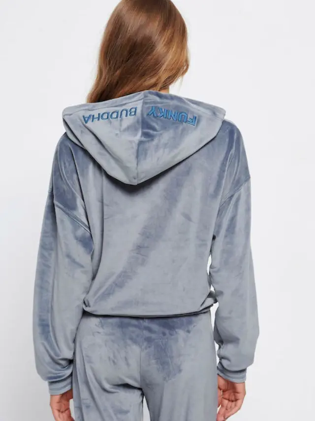 Funky Buddha Velvet Over Hoodie Stone Blue FBL006-101-06 - XL 2