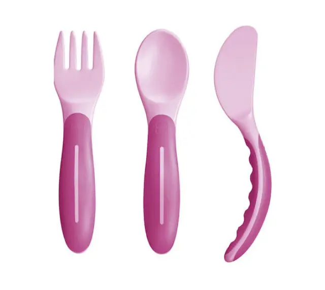 Mam Baby's Cutlery Πιρουνάκι - κουταλάκι - μαχαιράκι 6+ Μηνών (515G) Ροζ, 3 τμχ