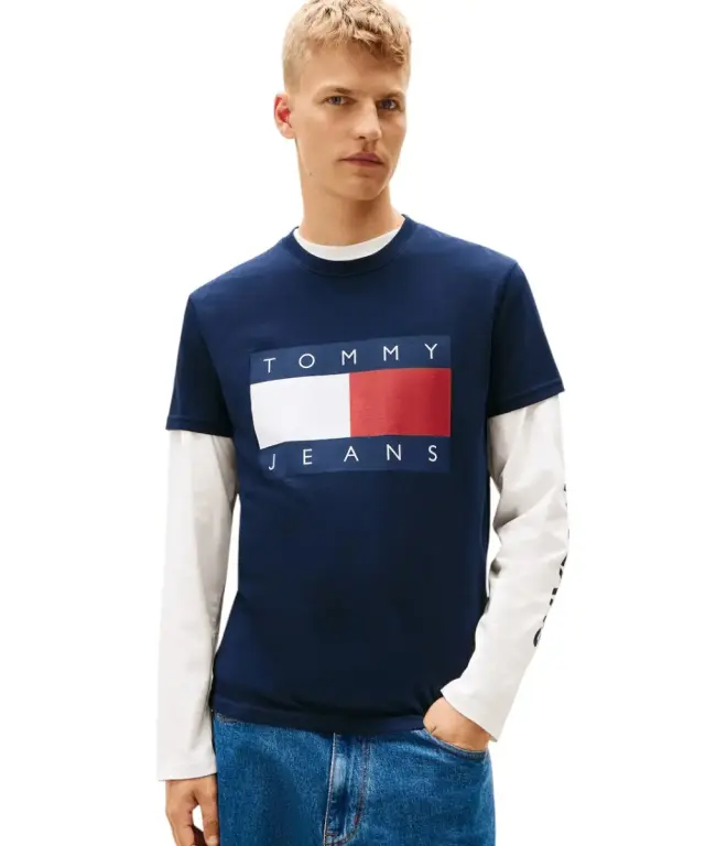 Tommy Hilfiger - Ανδρικό T-Shirt Flag Badge Jersey Regular Fit DM0DM22645-C1G Μπλε Σκούρο