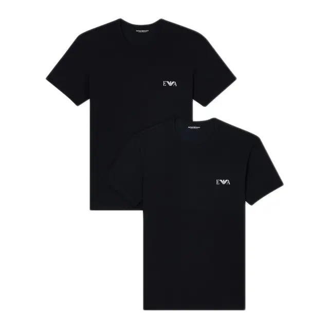 Emporio Armani Ανδρικό T-Shirt Lounge Stretch Cotton - Διπλό Πακέτο, Χρώμα Μαύρο-Μαύρο