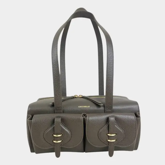 Coccinelle - Γυναικεία τσάντα Ώμου Mavery Pocket Bauletto E1VGK120301-W25 Καφέ/Γκρι