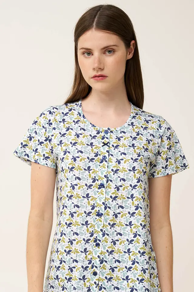 Vamp Pillow Talk Κοντομάνικη Πιτζάμα Με Κάπρι Παντελόνι Blue Crown 2