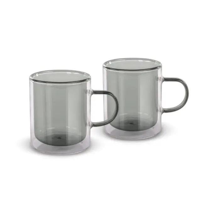 Σετ Ποτήρια Τσαγιού VASO Lamart LT9121 Γυάλινα με Διπλό Τοίχωμα 350ml Μαύρο 2 Τεμ