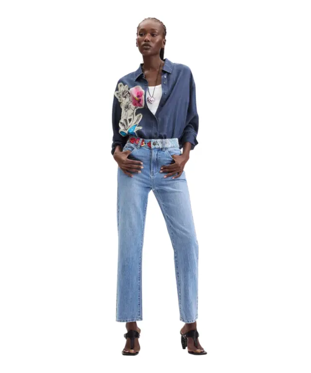 Desigual - Γυναικείο Τζιν Παντελόνι Woodstock 26WWDD06-5053 Μπλε Ανοιχτό 2
