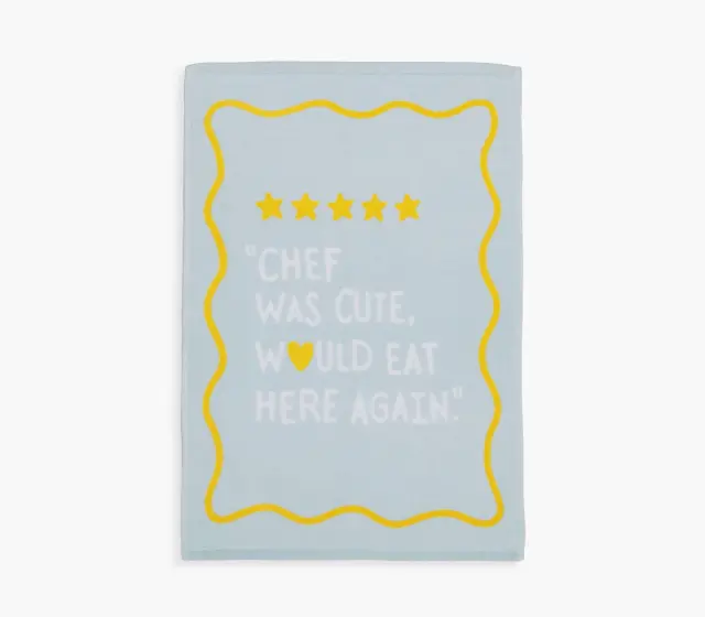 ΠΟΤΗΡΟΠΑΝΟ ΒΕΛΟΥΤΕ CHEF WAS CUTE 40Χ60 NEF-NEF HOMEWARE, 100% BAMBAKI - CYAN (039818)