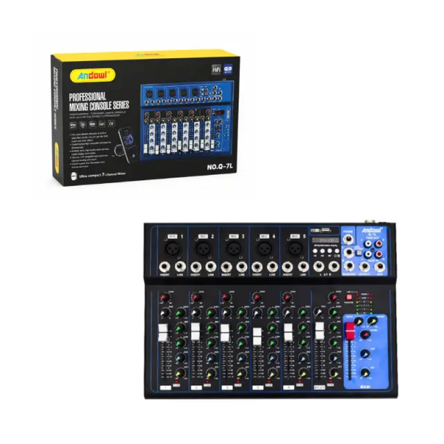 Andowl Επαγγελματική Κονσόλα Ήχου 7 Καναλιών Bluetooth USB Q-7L- Μίκτης Ήχου - Andowl Q-7L Professional 7-Channel Audio Mixer Console 0751192