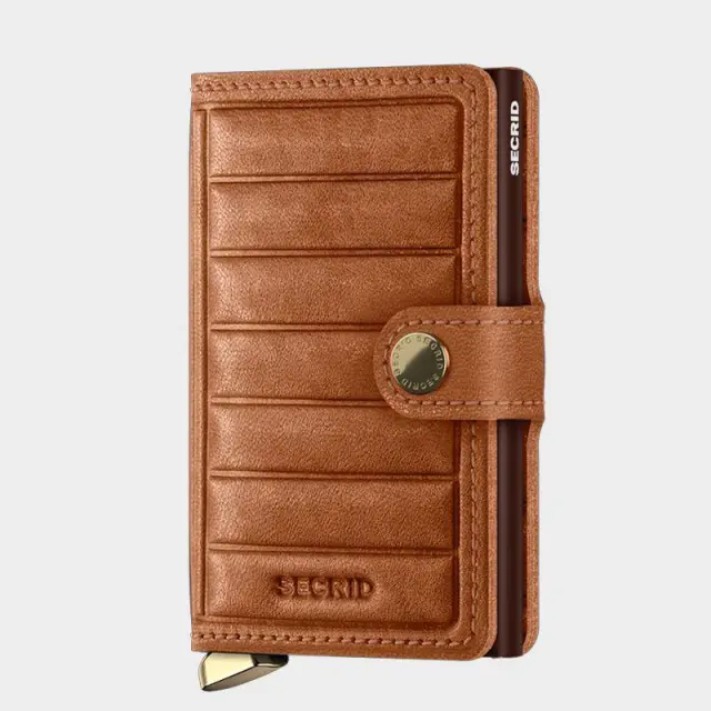 Δερμάτινο Πορτοφόλι Secrid Miniwallet Emboss Lines Cognac Ταμπά - ONESIZE
