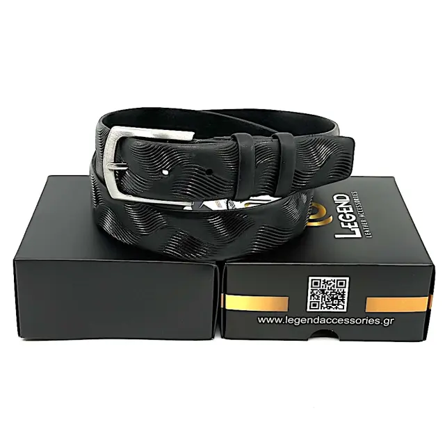 Μαύρη Δερμάτινη Ζώνη Cow Leather 3,5 cm 2