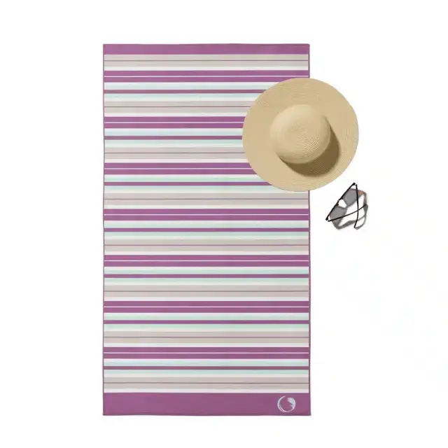 Πετσέτα Θαλάσσης (90x180) Stripes Μωβ microfiber Borea 3