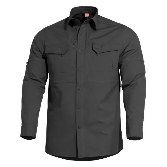 Pentagon Plato Shirt-Πουκάμισο Μακρυμάνικο για Τακτική και Υπηρεσιακή Χρήση - 01-Black-Μαύρο