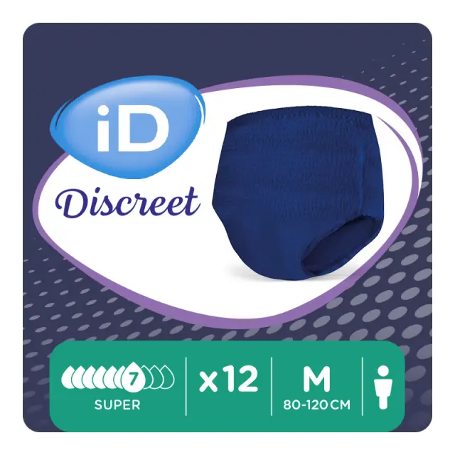 iD Discreet Pants for Men Super Medium 80-120 cm– Ανδρικά Εσώρουχα Ακράτειας Pull-up (12 τεμ.)