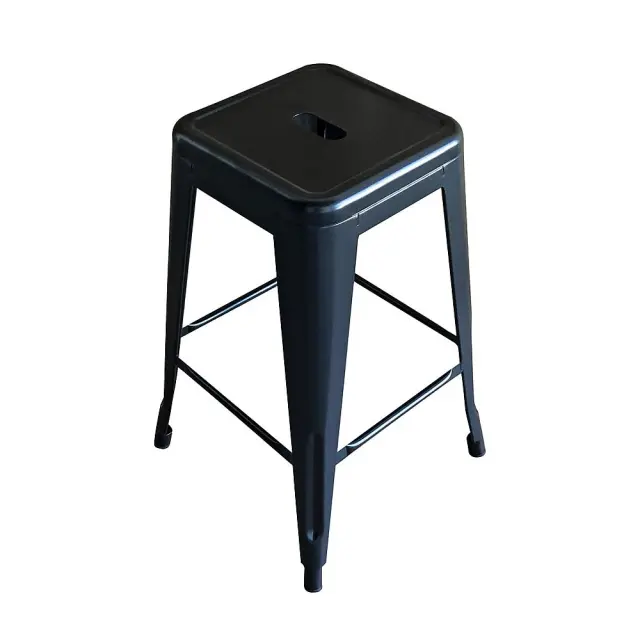 Σκαμπό Bar RELIX Στοιβαζόμενο Μαύρο Μέταλλο 43x43x64cm