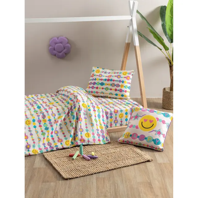 Σετ Σεντόνια 110x200+30 Μονά My Kingdom Palamaiki MK780 Πολύχρωμο 100% βαμβακερόΜε Λάστιχο