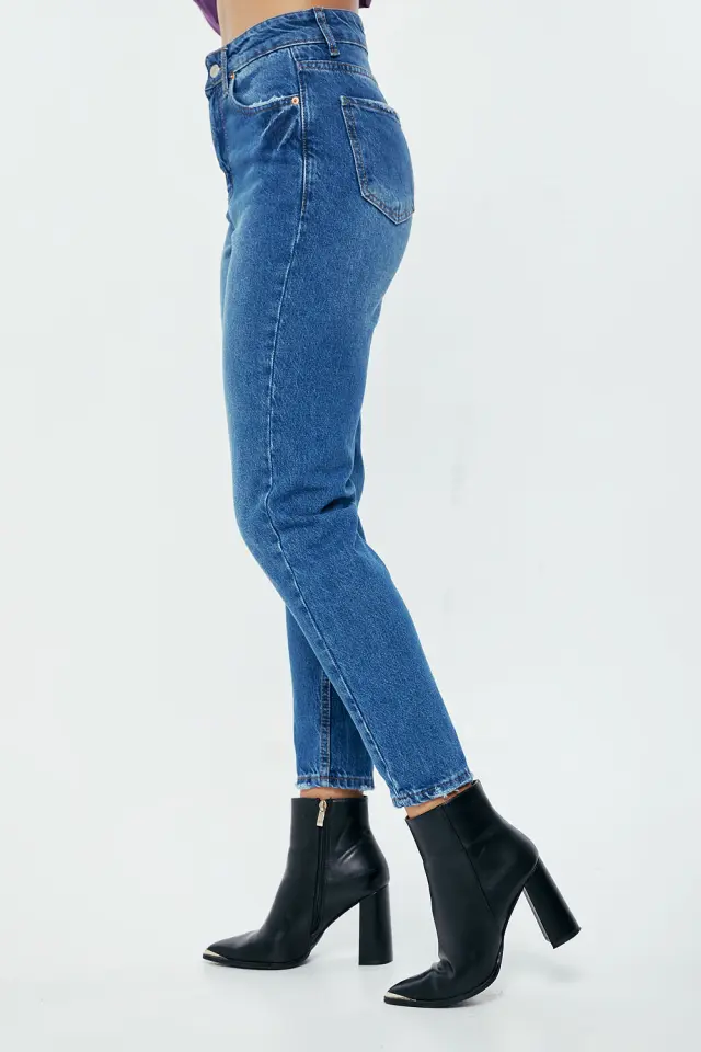 Παντελόνι Jean MomFit με Φθορές Μπλέ 2