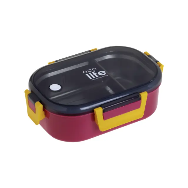 Ecolife Δοχείο Φαγητού 900ml με Χώρισμα / Lunch Box (3 χρώματα) - Φούξια 2