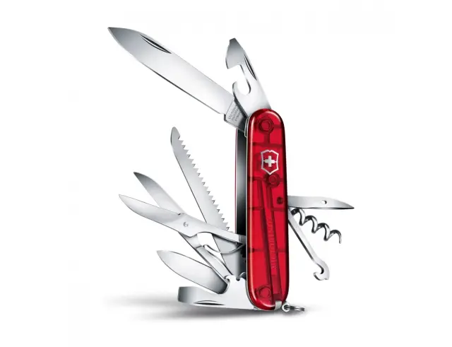 Ελβετικός Σουγιάς Victorinox Huntsman με 15 λειτουργίες και μήκος 9.1cm - Red Transparent1.3713.T 3