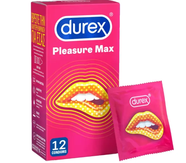 Durex Pleasuremax Προφυλακτικά με Ανάγλυφες Κουκίδες και Ραβδώσεις για Μεγαλύτερη Απόλαυση, 12τμχ 2