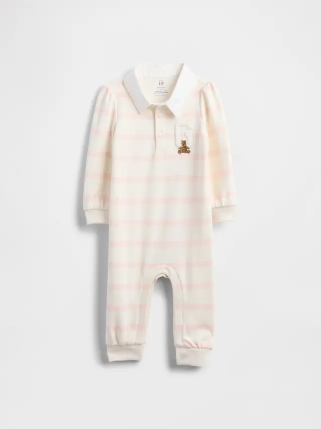 Βρεφικό VintageSoft Varsity Bear Logo Ολόσωμο Pink stripe - 18-24M