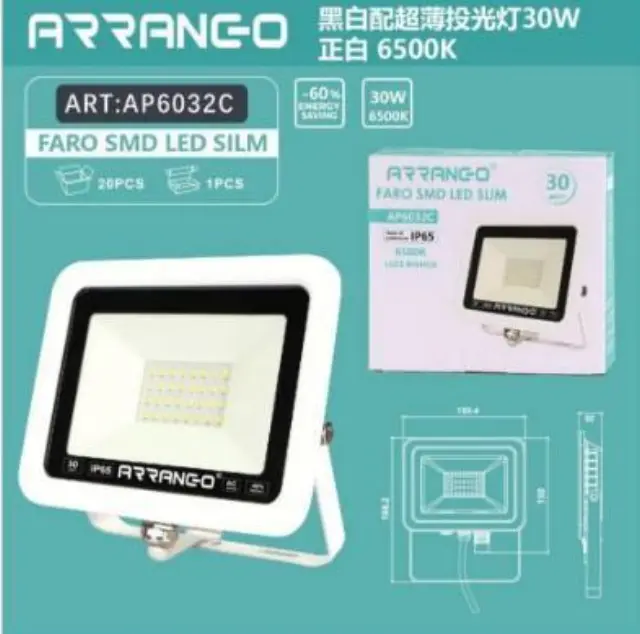 Προβολέας LED Arrango Λευκού Φωτός 6500K AP6032C 2