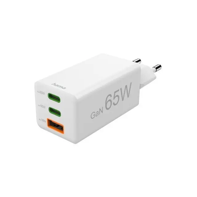 Hama Φορτιστής 65W 2x USB-C 1x USB-A PD (125142)