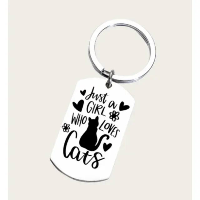 Μπρελόκ "Just A Girl Who Loves Cats" Από Ανοξείδωτο Ατσάλι 5x2.8cm 3