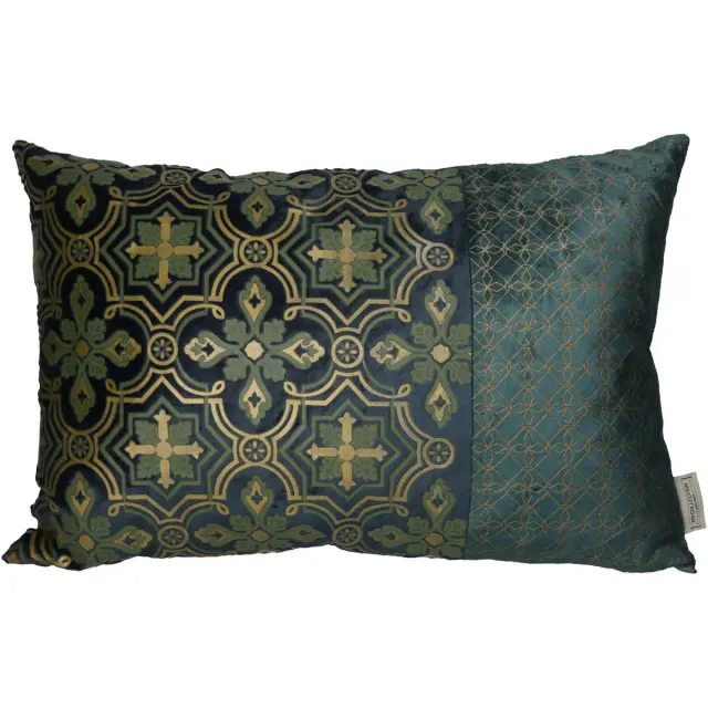 Μαξιλάρι Medallion Πετρόλ Βελούδο 40x60cm