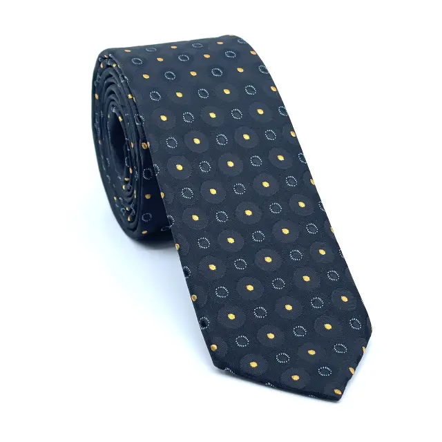 Γραβάτα Microfiber σε Μαύρο Μοτίβο Σετ με Μαντηλάκι 2
