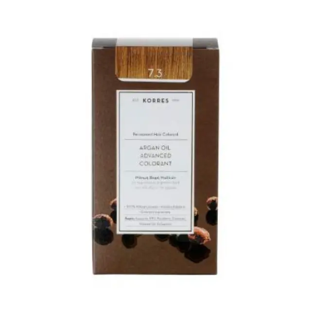 Korres Argan Oil Advanced Colorant Μόνιμη Βαφή Μαλλιών 7.3 Ξανθό Χρυσό Μελί, 50ml 2