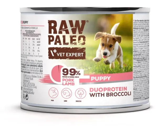 RAW PALEO Duoprotein Pork & Lamb Puppy - wet dog food - 200g