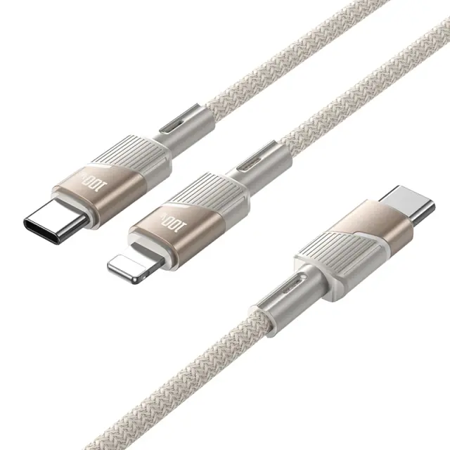 Καλώδιο Σύνδεσης Hoco U139 USB-C σε 2xUSB-C PD100W 20V/5A Braided Χρυσό 1.2m. 3