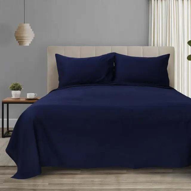 Σετ Σεντόνια 165x200+37 Υπέρδιπλα Beauty Home 4 Seasons 12000 Blue Με Λάστιχο100% Βαμβακοσατέν